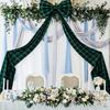 Giant Plaid Bow Decor for Room Wall Backdrop Oversized Large Green Bow Decoration 75x18 Inch Ribbon Tie for Baby Shower Wedding Birthday Party