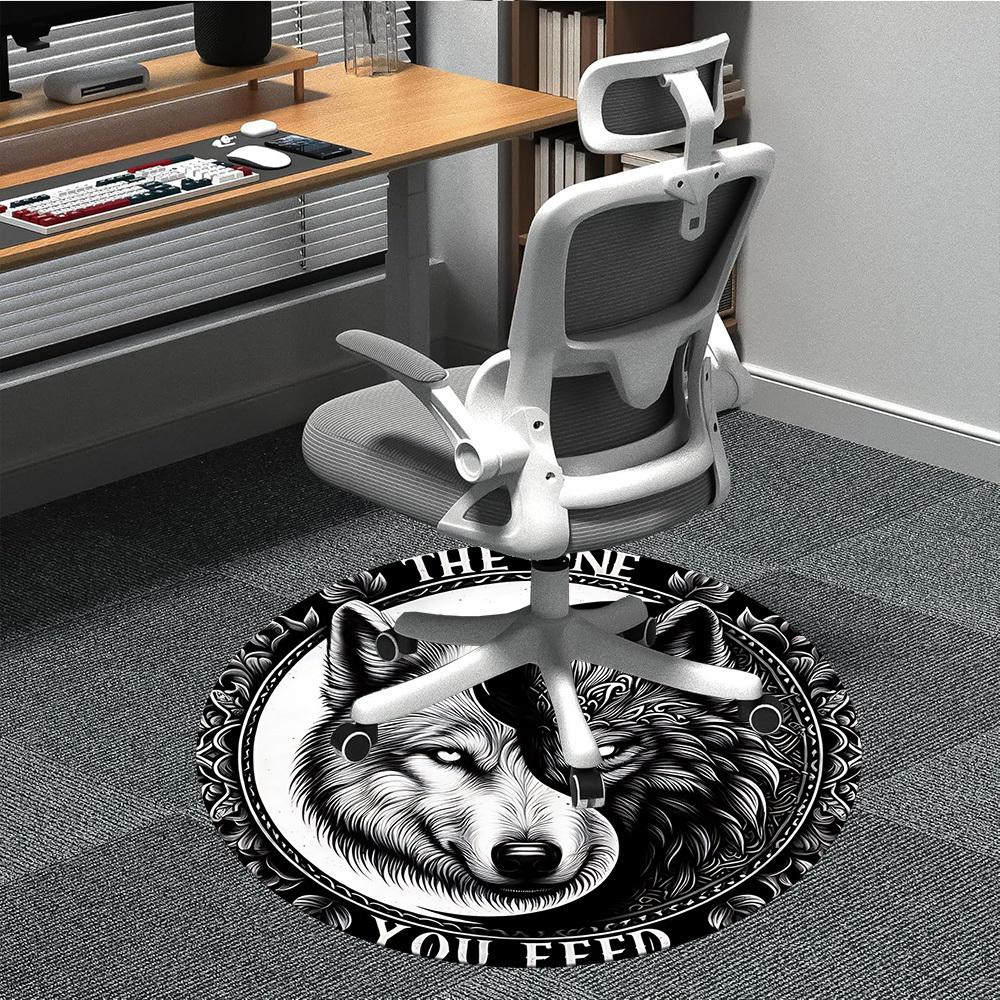 

1pc Wolf Yin Yang Chair Carpet for Office, Soft Flannel Throw Mat, Perfect for Office,Holiday Party Decoration Choice yy251113199 80cm by 80cm