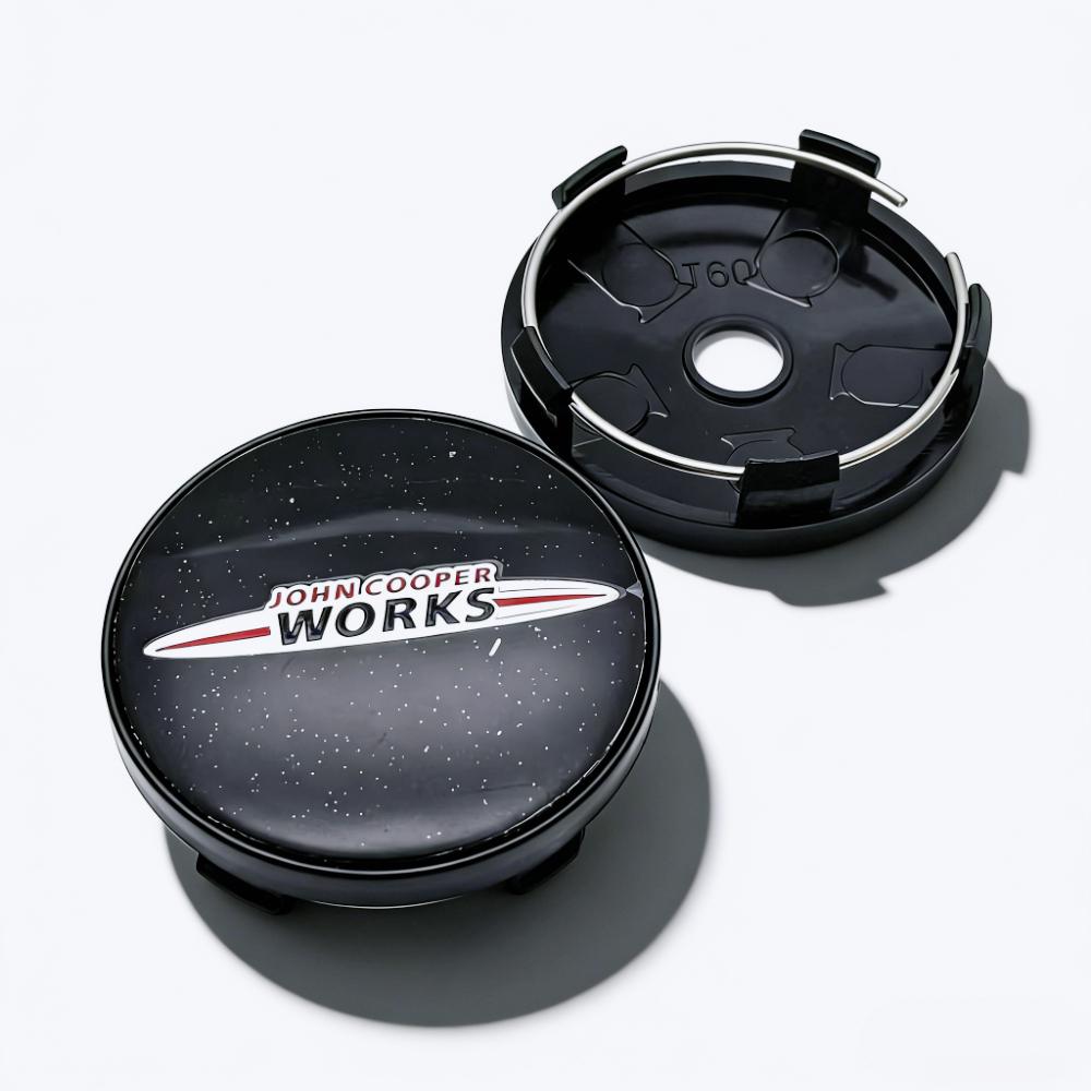 4pcs John Works Cooper Logo Emblem Car Wheel Center Caps 60MM Clips 56MM Wheels Hub Cap Rim Hubcaps Dust Cover Car Accessories