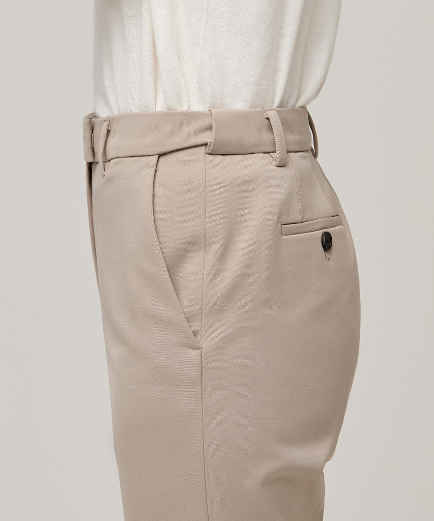 MUSINSA STANDARD WOMAN Women'S Heavyweight Fleece-Lined Slim Straight Hidden Elastic Waist Slacks [Beige]