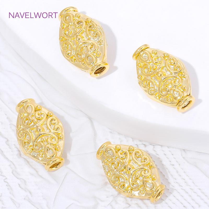 18K Gold Plated Oval Loose Beads Spacer Beads For Jewelry Accessories,Separator For Beads,DIY Bracelet Making Supplies