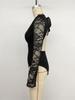 2025 Elegant European & American Lace V-neck Black Jumpsuit with Sexy Hollow Back.