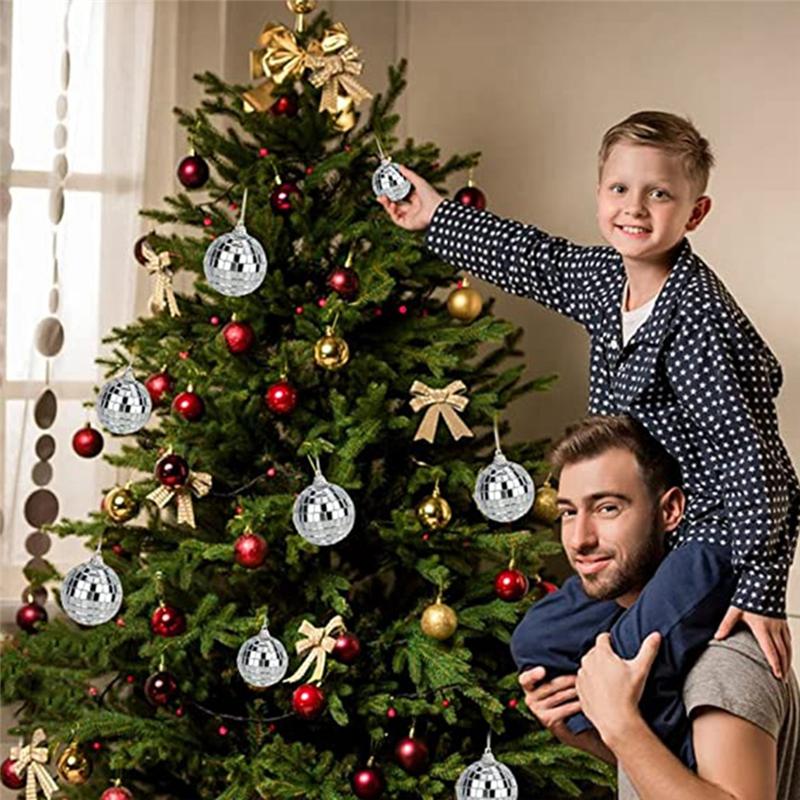 M-Modern-Mirror Disco Ball Set - Silver Disco Party Decoration Easy To Hang Suitable For, Wedding, Home Party Decoration