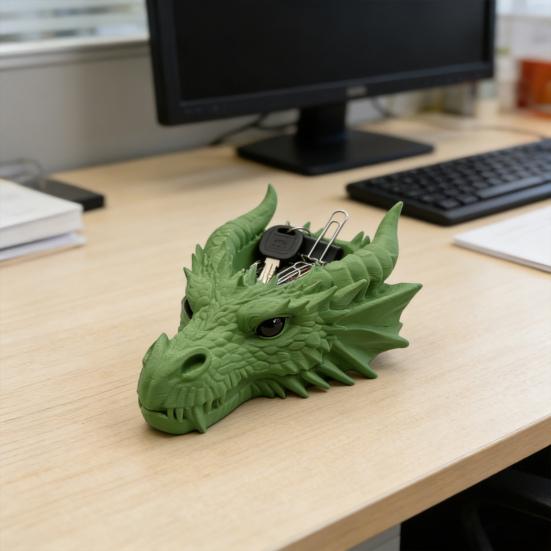 Drakhuvud Nyckelfat 3D-printat Draknyckelfat Fantasy Förvaringsfat Entré Skrivbordsorganisatör för Nycklar Mynt Smycken