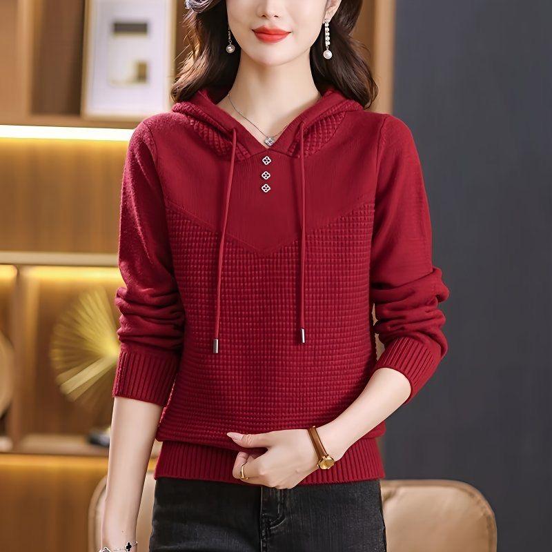 Пуловер Свободный Худи Женский Весенне-Осенний Женский Свитер в Западном Стиле с Капюшоном XXXL красный 1980₽