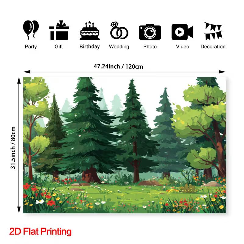 Bosque de Dibujos Animados Bosque Telón de Fondo Árbol Verde Fondo de Naturaleza para Niños Baby Shower Fotografía
