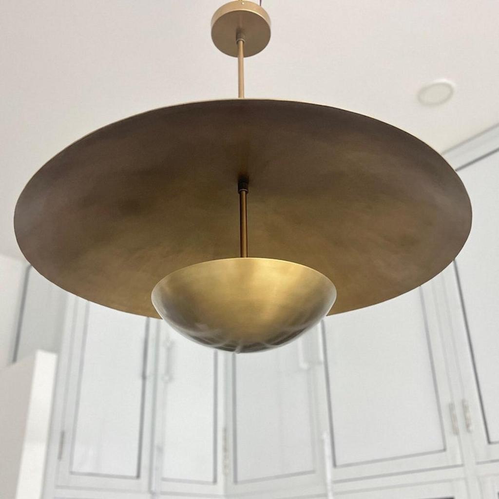 3 Light Elegant Ceiling Flush Mount Light Pendant Mid Century Modern Raw Brass Chandelier Light