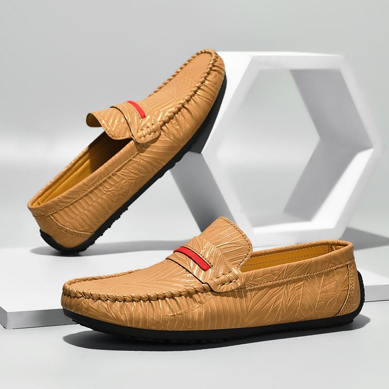 

Fashion Men Handmade PU Leather Loafer Casual Men s Driving Footwear Male Flats All-match Slip-on Business Shoes Luxury Comfy Moccasins 39 коричневий