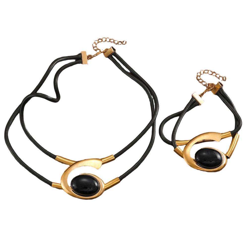 Bohemian Špirálový Šnek Akrylový Drahokam Šperky Set: Dámská sada náhrdelníku a náramku