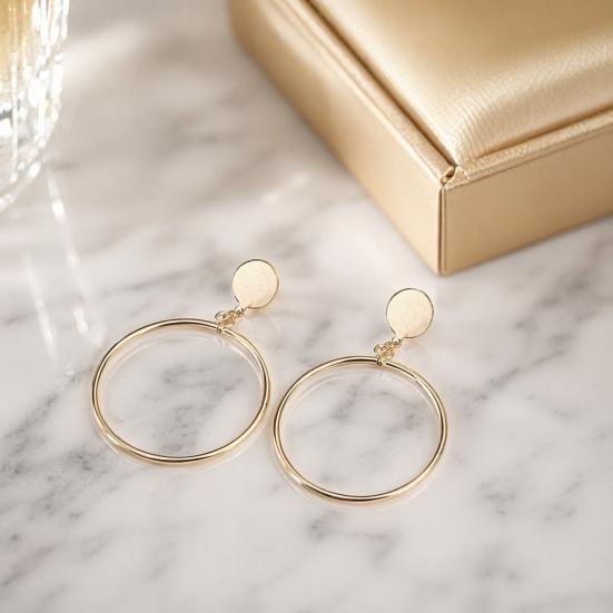 1 Pair Drop Earrings for Women, Large Circle Draped Style Earrings, Small Face Enhancing Earrings for Daily Wear Casual Commuting