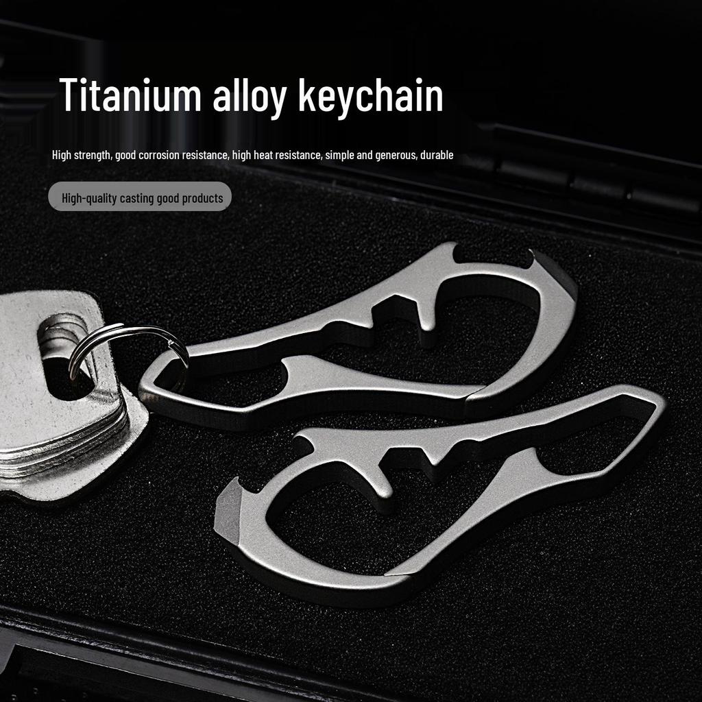 Titanium Alloy Keychain: Multifunctional Pry Bar, EDC Mini Tool, Bottle Opener, Car Key Hanger.