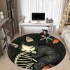 1pc Cat Skeleton Office Round Area Rug, Under Office Chairs Bedroom Living Room Home Decor, Room Deco, Available in Various Sizes