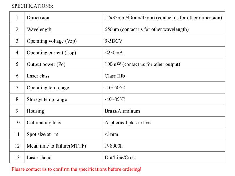 High Quality 100mw 650nm Cross Line Laser Head Module for Marking