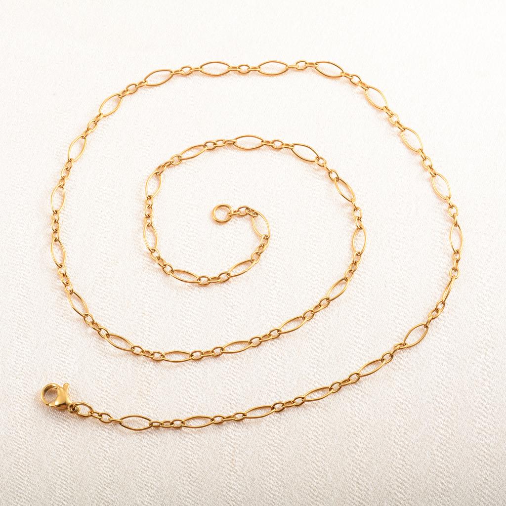 3.5mm Wide 316L Stainless Steel Necklace for Women Men Oval O Figaro Chain On Neck Jewelry Accessories Ladies Choker DIY Gift