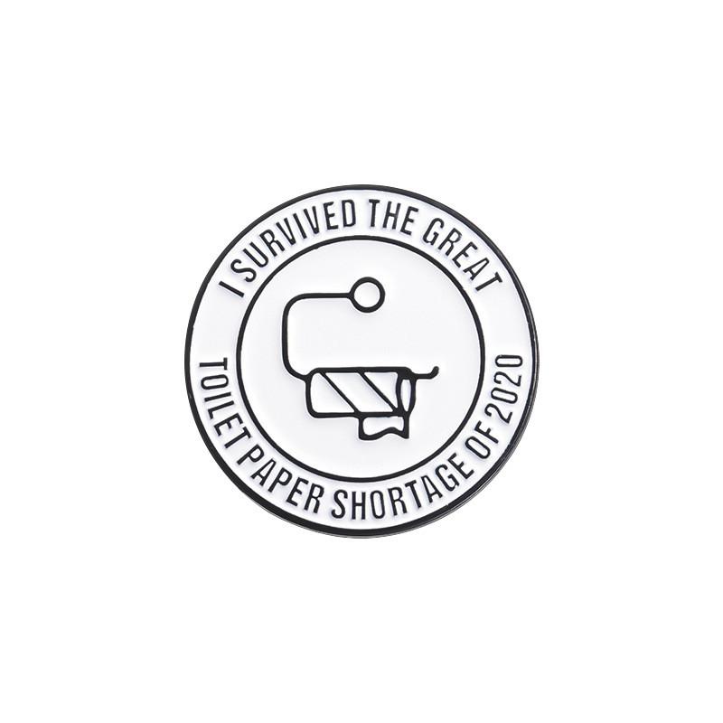 

Trendy Minimalist Black And White Paper Roll Shaped Metal Brooch For Unisex Apparel QHXZ1842