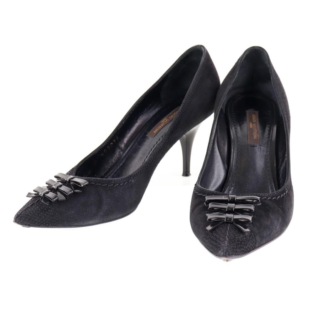 

LOUIS VUITTON pumps NQ0036 ribbon black Suede Women Used