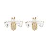 Bee earrings embedded with transparent zircon
