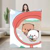 Super Soft Bubu Dudu Bear And Panda Throw Blanket Premium Flannel Fleece Lightweight Bed Blanket Cozy Plush Bedspread All Season