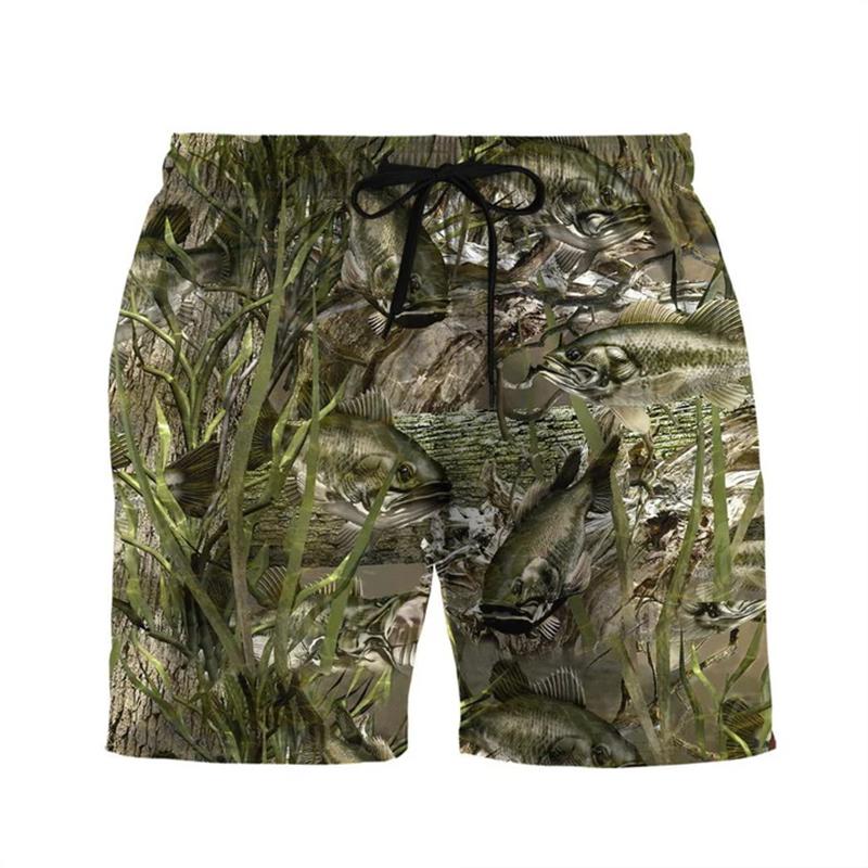 Vintage Fish Fishing Graphic Shorts For Men Kids Outdoor Sport Quick Drying Short Pants Summer Casual Daily Y2k Men Beach Shorts