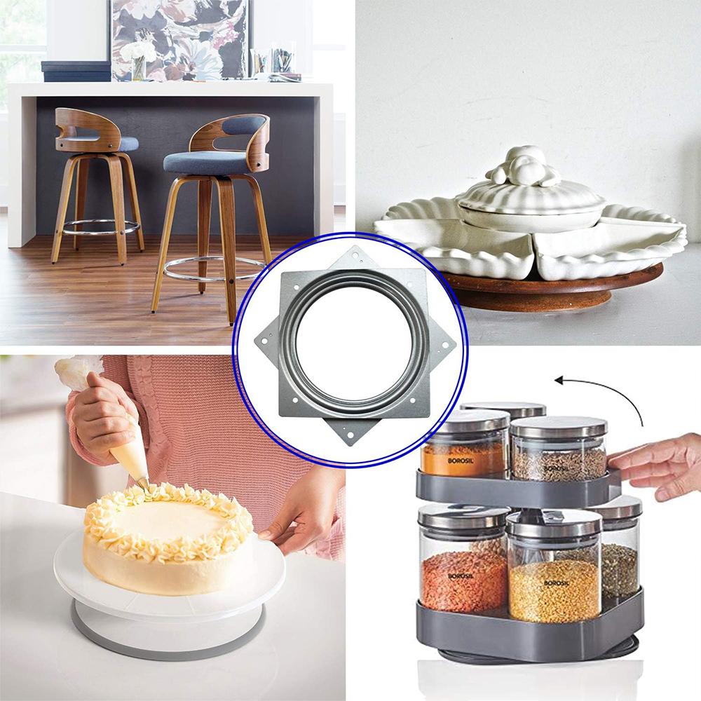 6Inch Rotating Bearing Plate Lazy Susan Hardware Square Turntable Swivel Plate for Serving Trays Kitchen Revolving Storage Racks