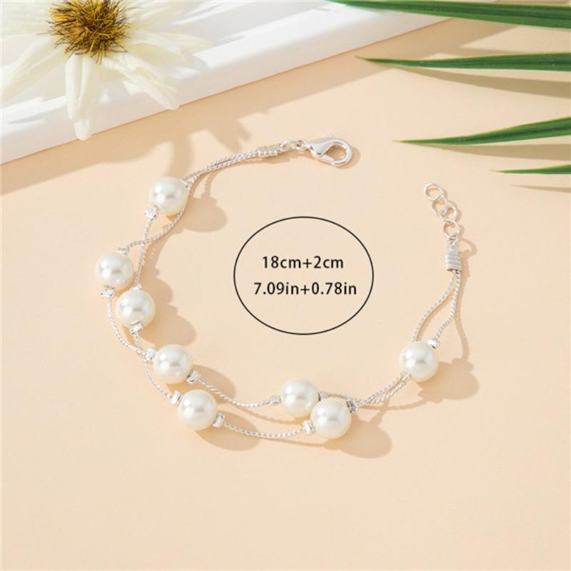 Doppelstrang-Perlenarmband, hochwertiger leichter Luxus, Geschenke für Freunde, exquisiter weißer Kristall.