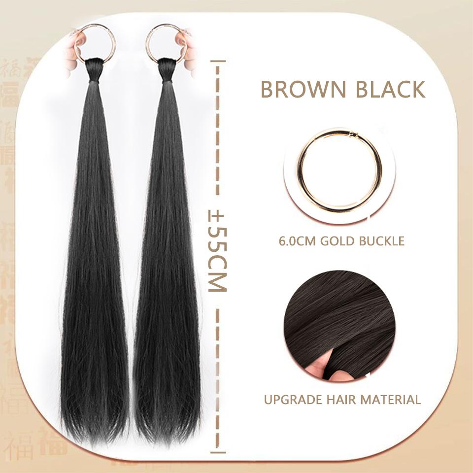 

Кінський хвіст з кільцем. Нова перука в китайському стилі. Жіноча головний убір у китайському стилі. Подвійний хвіст. Рожева перука.