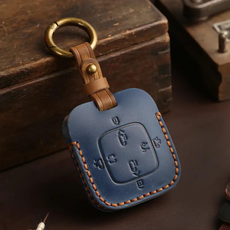 Leather Car Key Case Cover Holder Keychain Shell for Zeekr 001 Bluetooth Physical Key for Zeekr 009 Car X Remote Key Protector