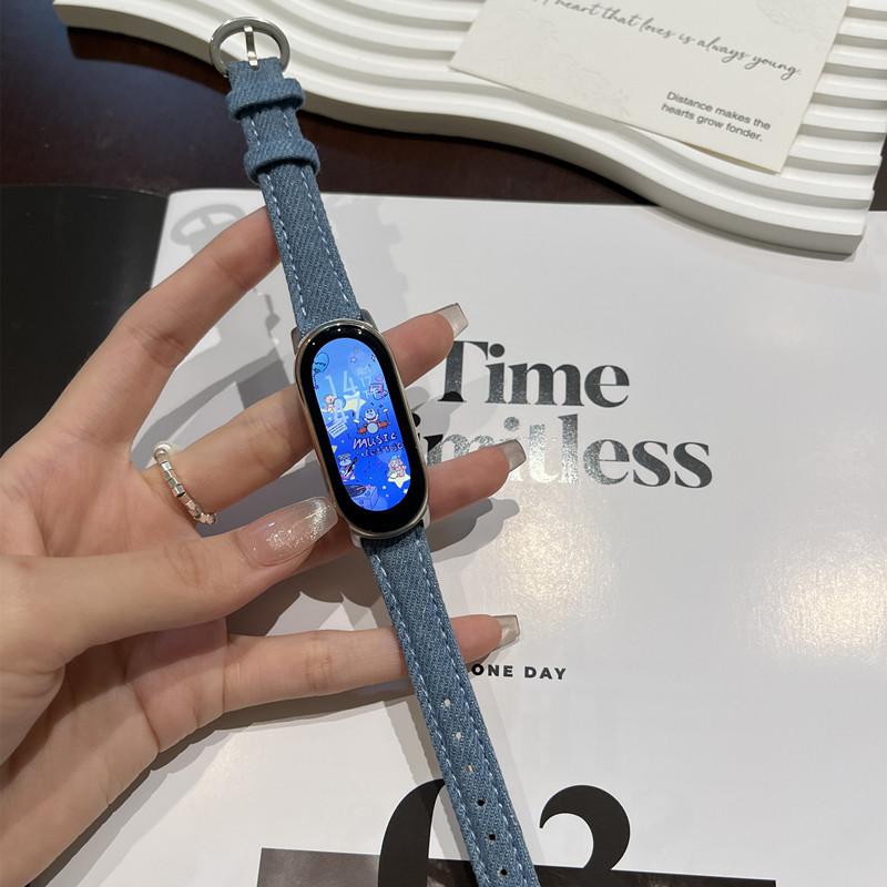 

Ремешок для браслета Xiaomi Mi Band 9, модный сменный браслет Miband 8 NFC Correa Mi Band 8, холщовые ремешки xiaomi band 9/8 синий