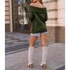 Winter Fall Women Solid Turtleneck Off Shoulder Pullovers Long Sleeve Sweaters Pullover Female Loose Knitted Jumper Outerwear