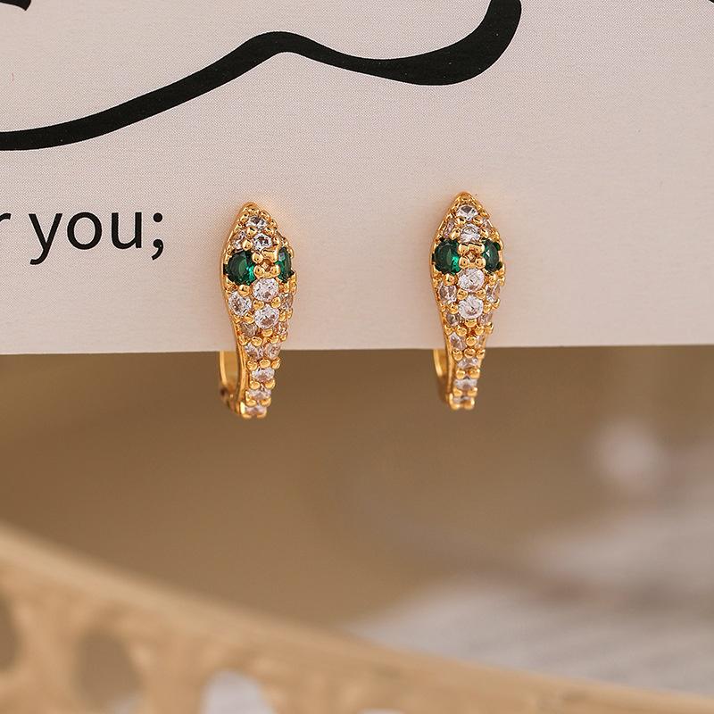 Exquisite Retro Zircon Snake Earrings: Luxury, Versatile Ear Cuffs for Women