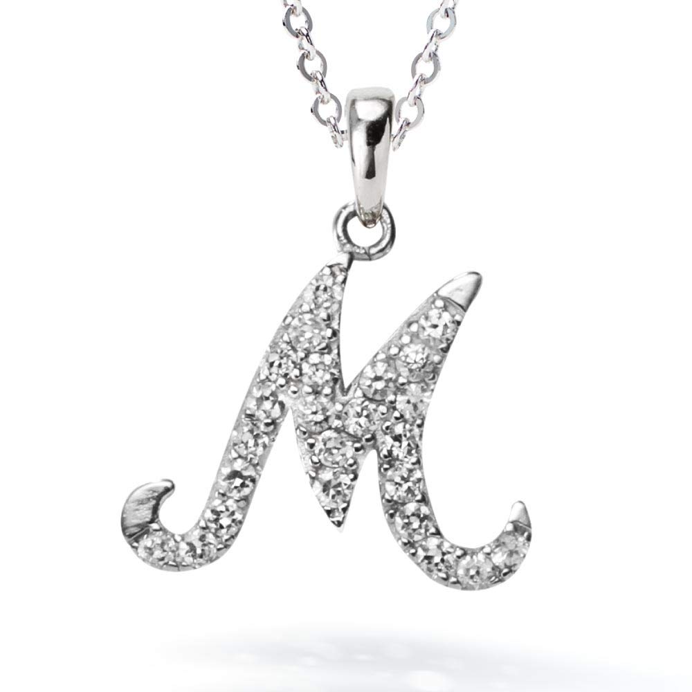 

from New Initial Necklace M Alphabet Platinum Processed Silver 925 Metal Hypoallergenic Gift [Gift York] Women s Women s