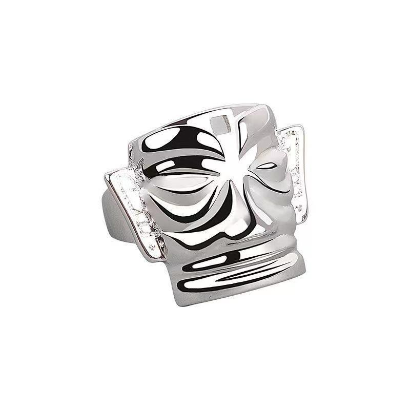 Mask Ring for Men and Women, Retro Cultural and Creative Ethnic Style, Domineering Opening, Adjustable