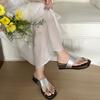 Internet celebrity high sense non-slip thick bottom slope heel flip-flops women summer wear 2025 new heightening French cool slippers