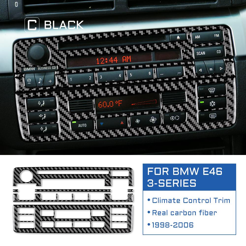 Real Soft Carbon Fiber Center Console Trim for BMW E46 AC & CD Button Panel, Glossy Anti-Scratch Easy tall Upgrade