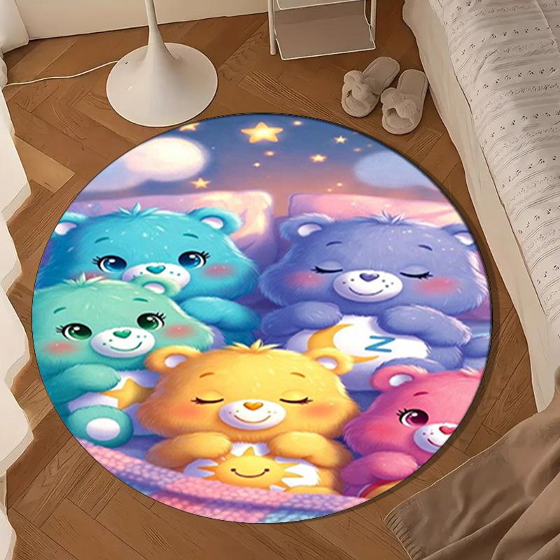 Love Bears Cozy Night Round Rug for Livingroom,Bedroom, Palyroom, Chair Rug, Area Rug, Circle Carpet, Large Size Fan Christmas Gift