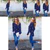 Premium Quality Woman O Neck Long Sleeve Casual Polka Dot Blue Blouse For Everyday Comfort