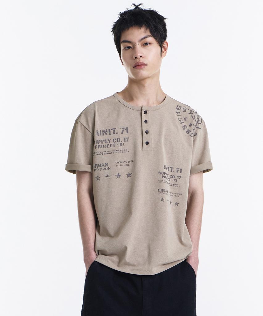 Gicheol Proto Sight Henley T-Shirt (Beige)