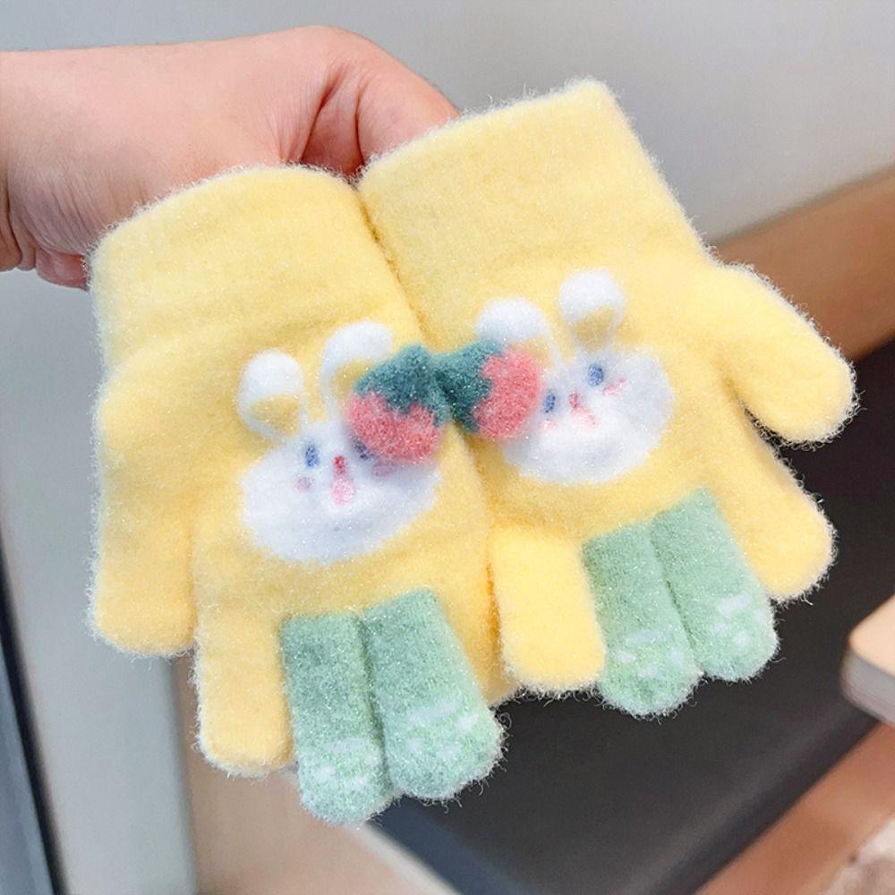 Plush Kids Knitted Gloves Cute Cartoon Windproof Gloves for 1-5 Years Old