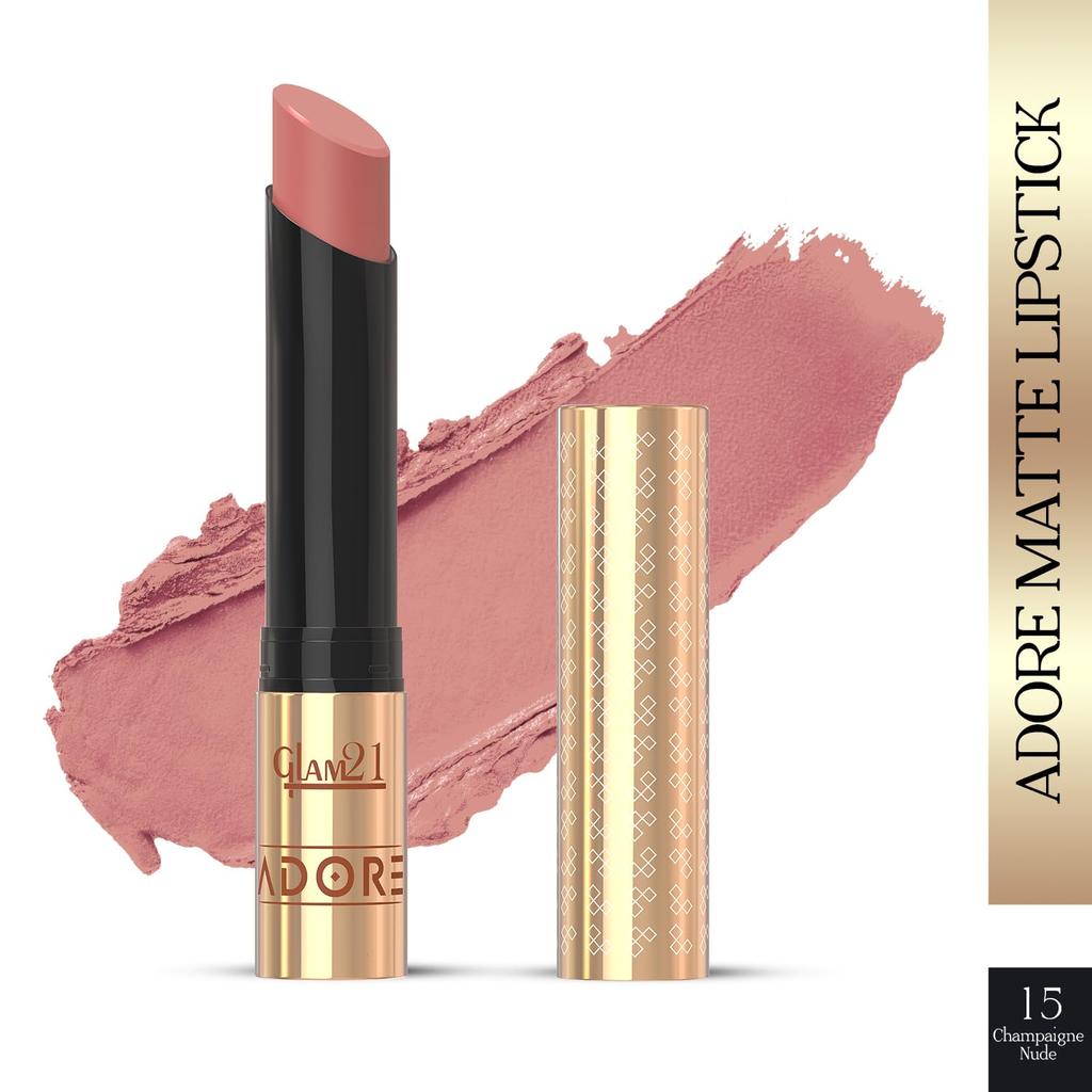 Glam21 Adore Creamy Matte Lipstick for Women, 3.5gm | Smudge & Transfer Proof | Intense Color & Bold Finish | Smooth & Light Weight | Up to 12H|Cha