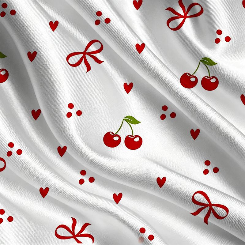 Women's Casual Cherry Print Short Sleeve T-Shirt: Soft & Breathable Cute Basic Top for Daily Wear & Coffee Shop Outings