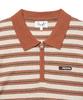 PHYSICAL DEPARTMENT Striped Short Sleeve Collared Knit_Orange