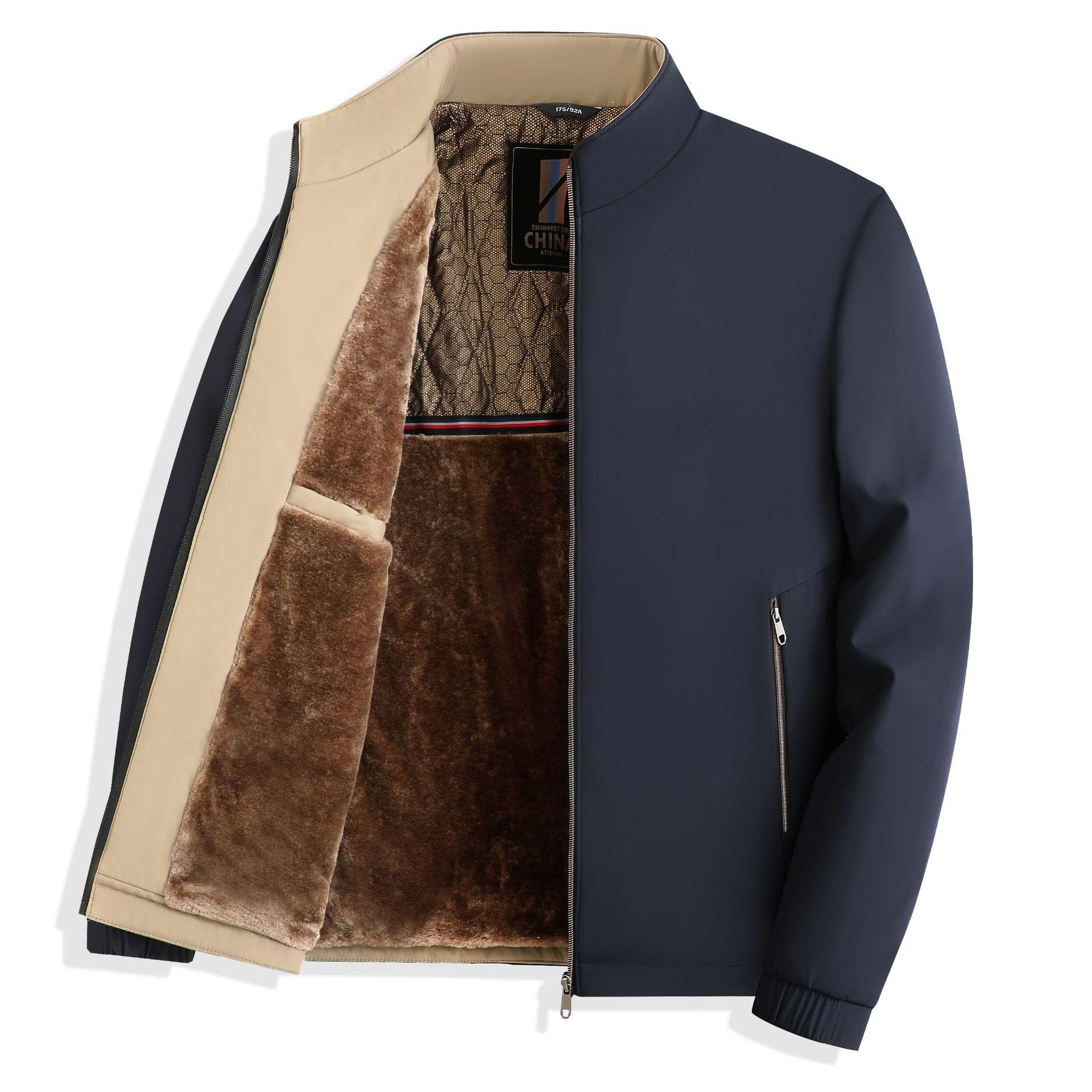 

Утолщенная бархатная куртка для мужчин на осень и зиму. Новая куртка с воротником-стойкой для мужчин среднего и пожилого возраста. Теплая зимняя куртка для папы. 4XL