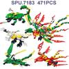 Ninja N/4/sets Ice Fire Gold Flame Lightning Flying Double Head Dragon Robot Mech Forge Building Blocks Toy