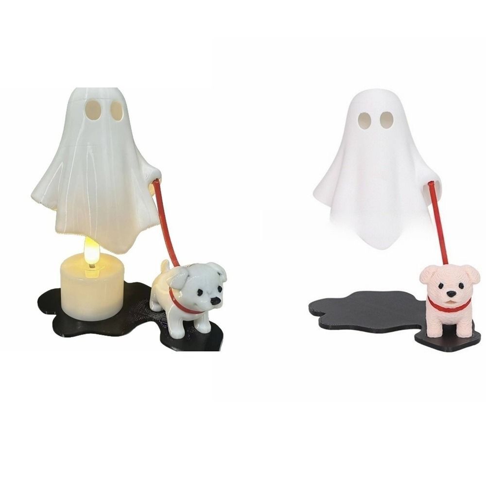 Ornaments Dog-Walking Ghost Decor 3D Printed Ghost Figurine Ghost LED Night Light Halloween Gifts