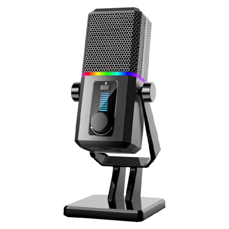 

USB Gaming Microphone Noise Cancelling Desktop Mic with Light for Conference Online Course Studio Recording 1