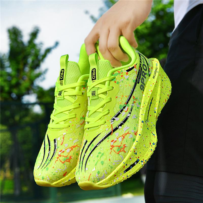 Men Carbon Plate Running Shoes Breathable Mesh Shock Absorb Non Slip Marathon Racing Jogging Sneakers Woman Walking Sport Shoes
