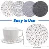 Boho Coasters for Drinks, Cute Woven Coasters 4.13in/10.5cm Minimalist Coaster Set of 4 for Coffee Cups Desk Kitchen Decor Tabletop as House Warming