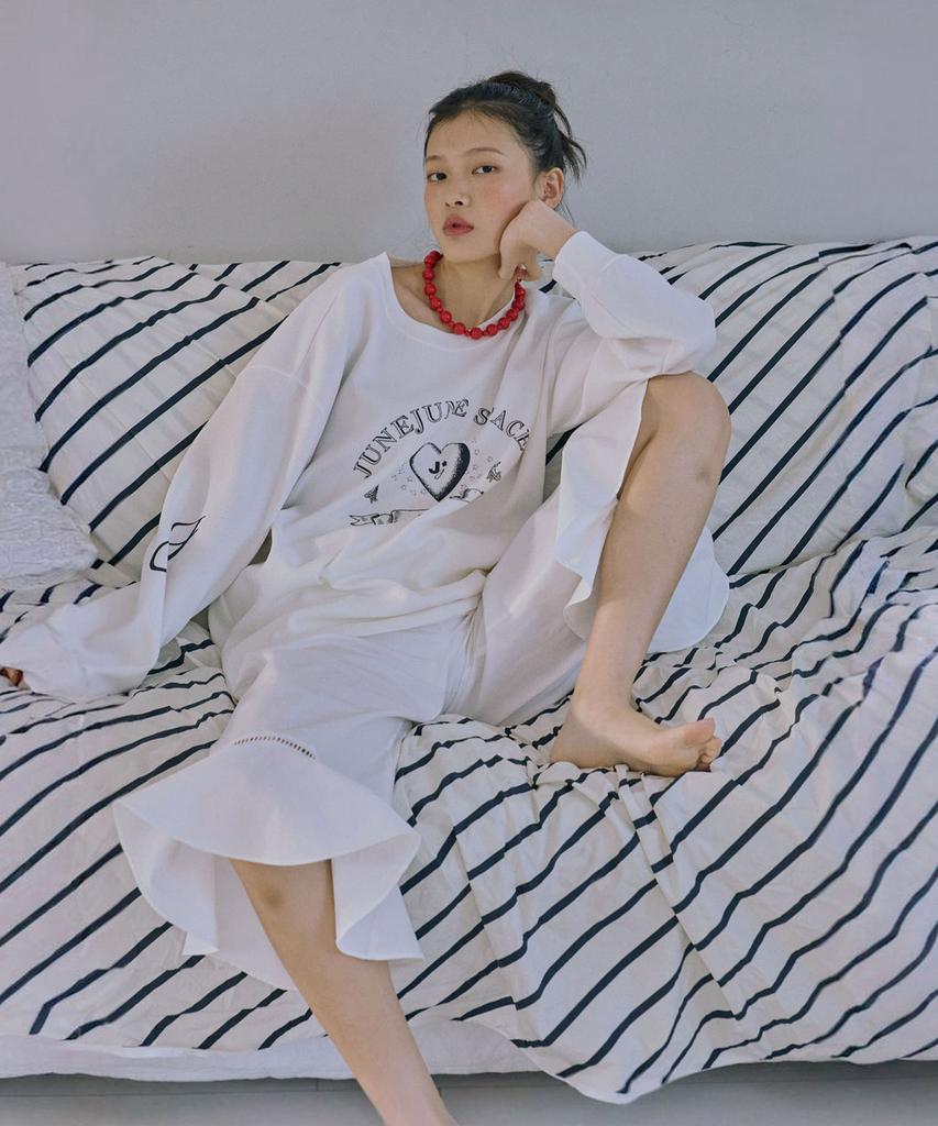 JUNEJUNE SPACE Bloom Frill Pants_White