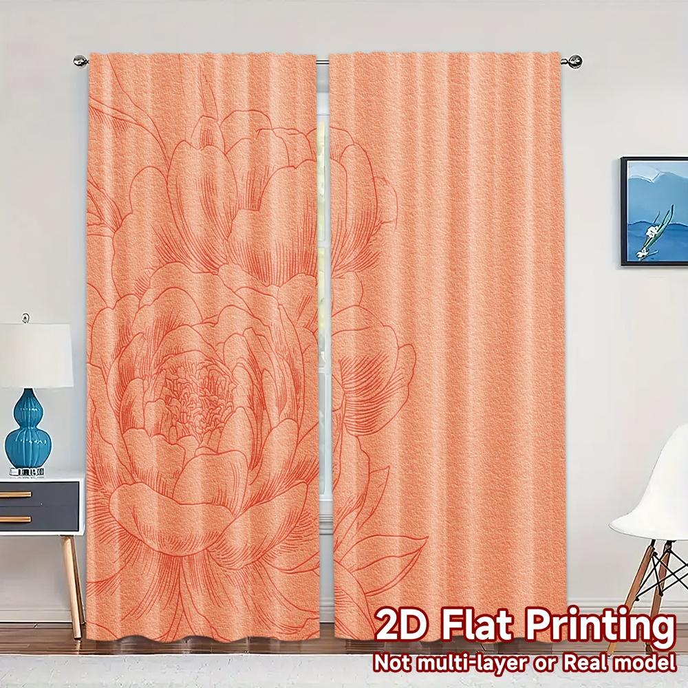 

2D FLAT PRINTING 2pcs Curtains (Without Rod) Floral Elegance in Pink (2) April Fools is Day holiday curtains Polyester Curtains 100*130 Rod Pocket 1pcs