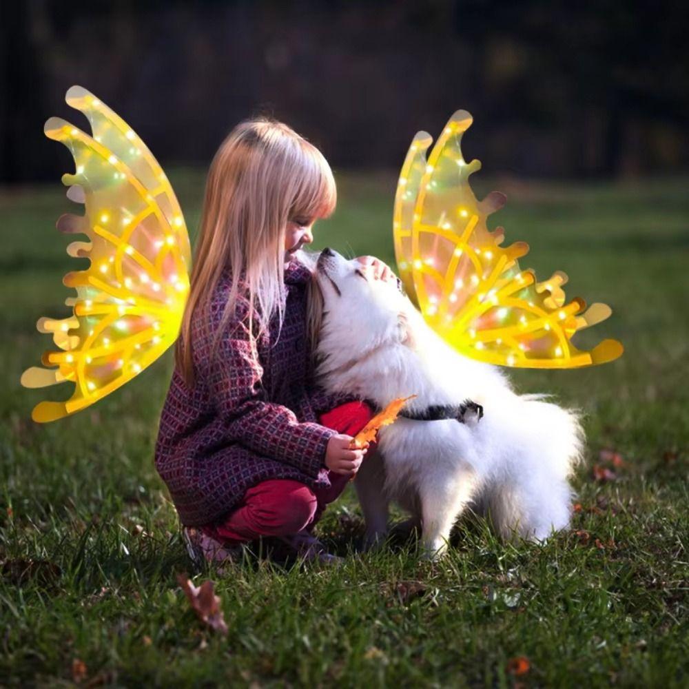 Glowing Shiny Moving Elf Wing Back Decoration Lights Fairy Wings Halloween